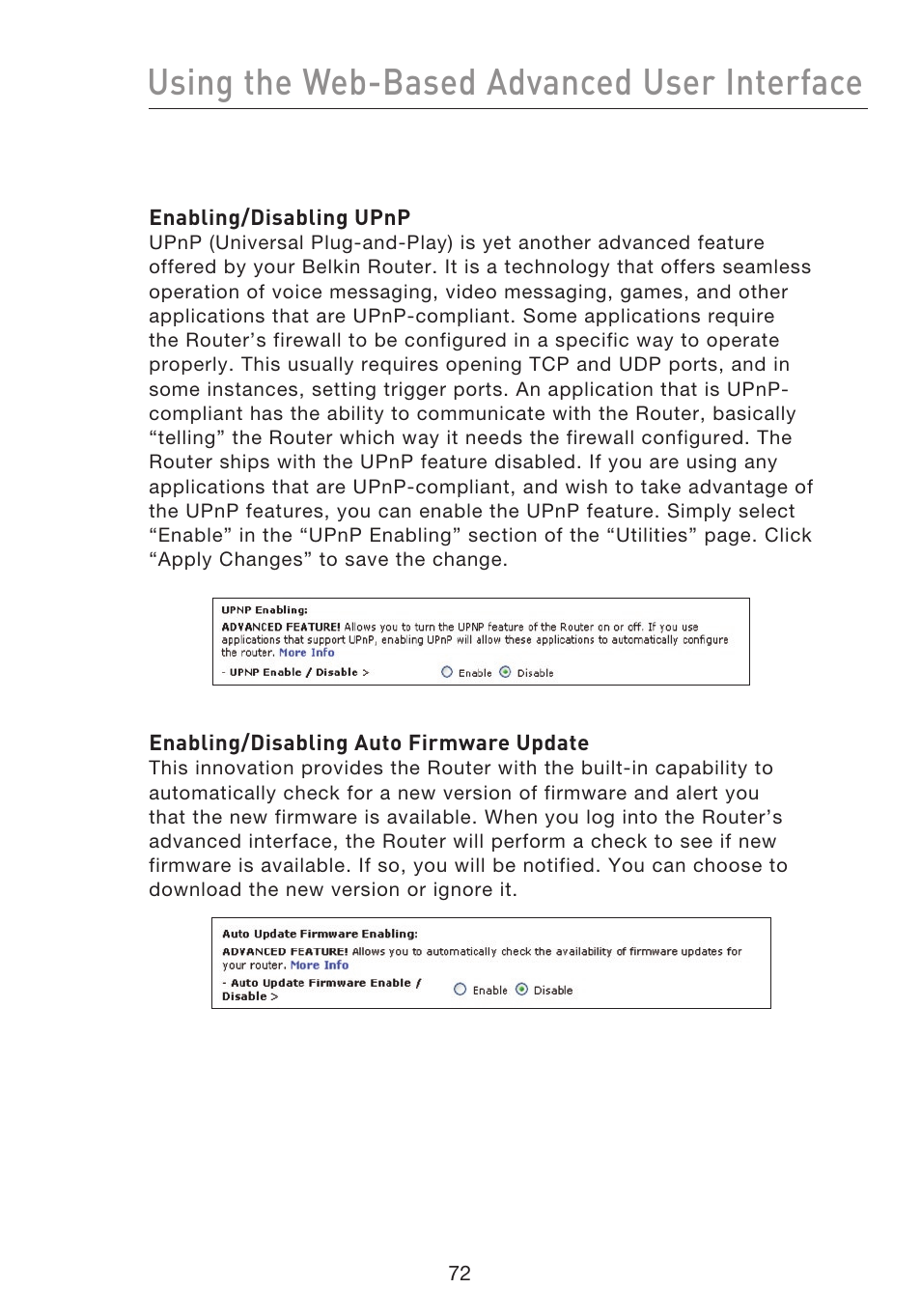 Using the web-based advanced user interface | Belkin F5D8233EA4 User Manual | Page 74 / 619
