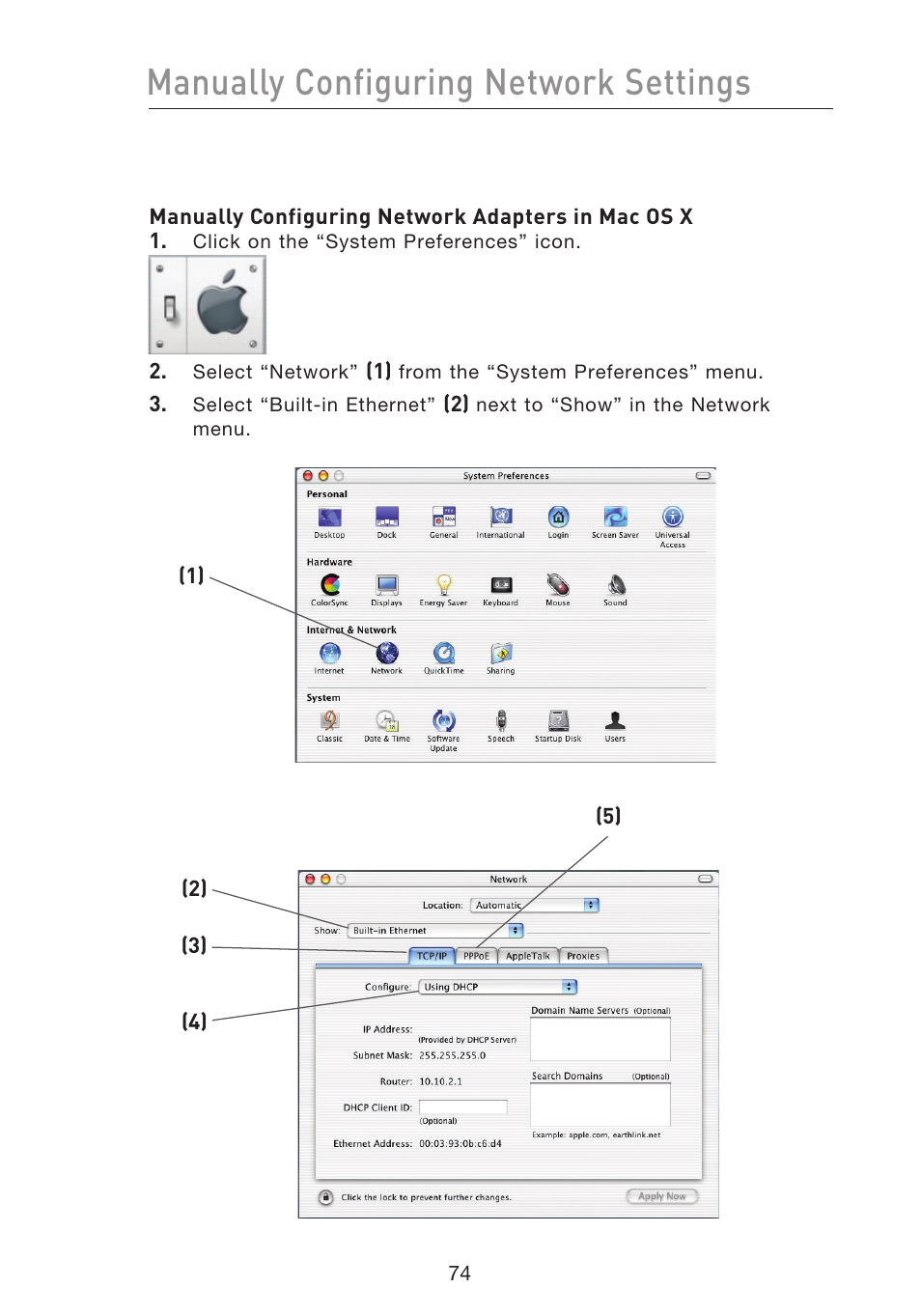 Manually configuring network settings | Belkin F5D8233EA4 User Manual | Page 76 / 619