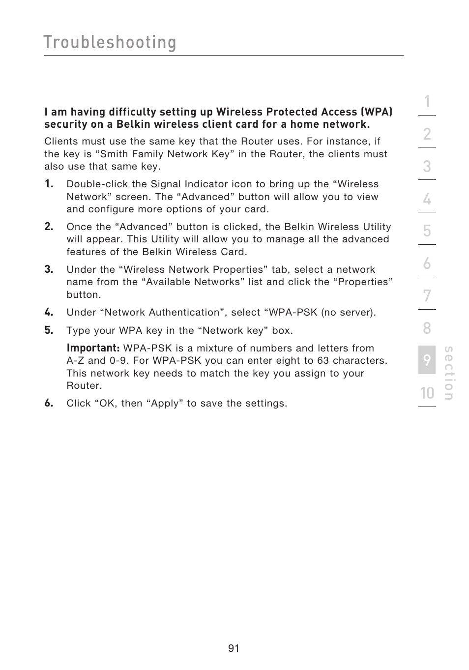 Troubleshooting, Se ct io n | Belkin F5D8233EA4 User Manual | Page 93 / 619