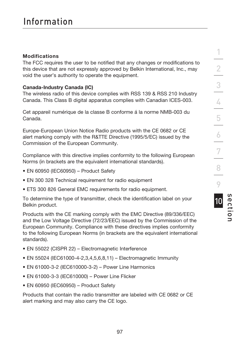 Information, Se ct io n | Belkin F5D8233EA4 User Manual | Page 99 / 619