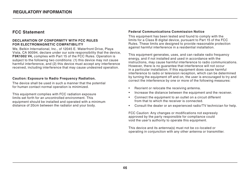 Belkin Wi-Fi N Router N300 User Manual | Page 48 / 50