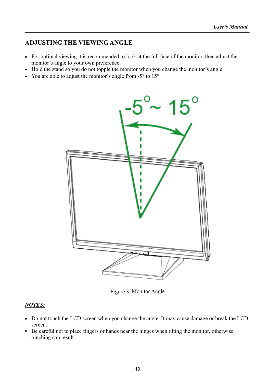 Adjusting the viewing angle | Hanns.G HP222 User Manual | Page 13 / 25