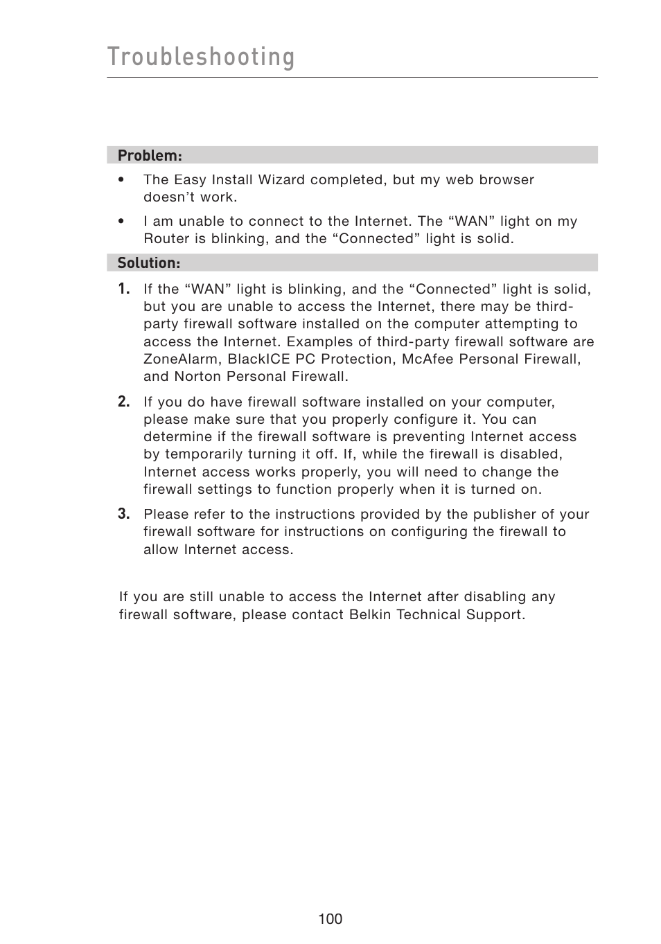 Troubleshooting | Belkin Wireless Pre-N Router F5D8230-4 User Manual | Page 102 / 119