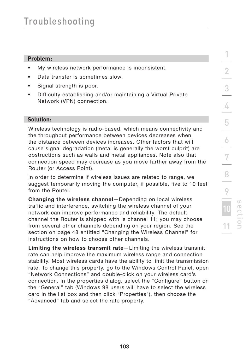 Troubleshooting | Belkin Wireless Pre-N Router F5D8230-4 User Manual | Page 105 / 119