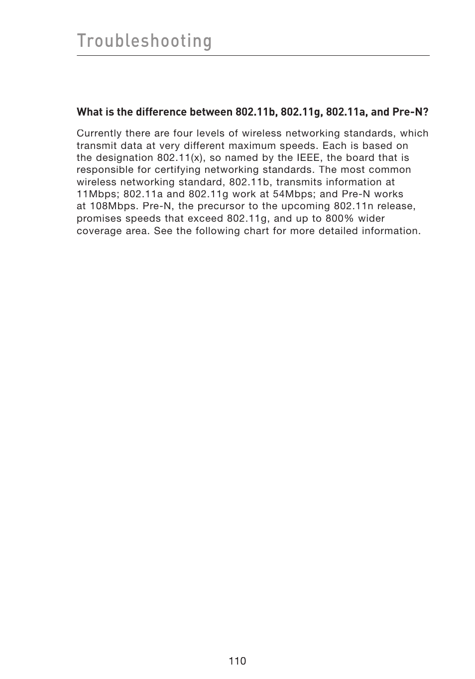 Troubleshooting | Belkin Wireless Pre-N Router F5D8230-4 User Manual | Page 112 / 119