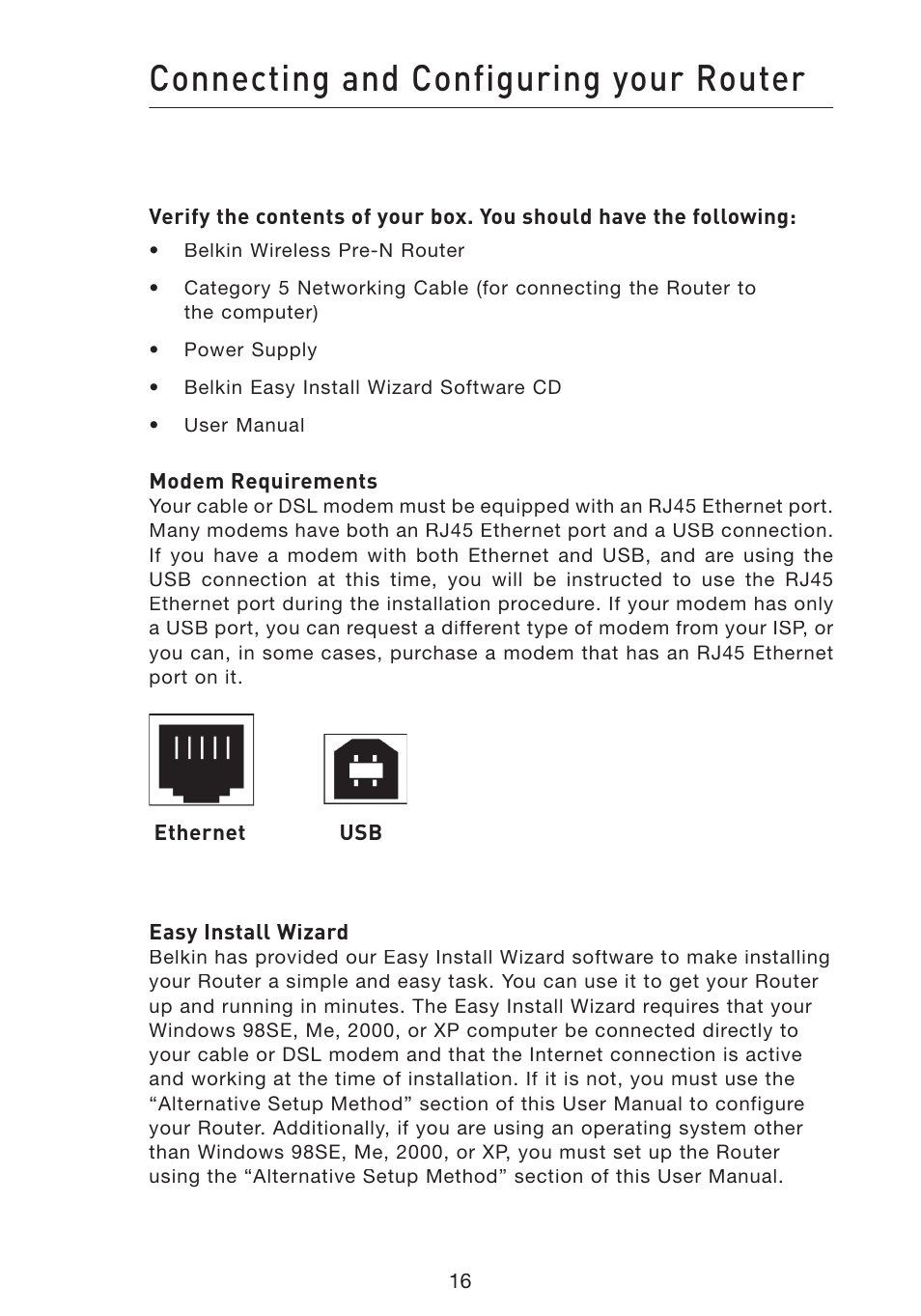 Connecting and configuring your router | Belkin Wireless Pre-N Router F5D8230-4 User Manual | Page 18 / 119