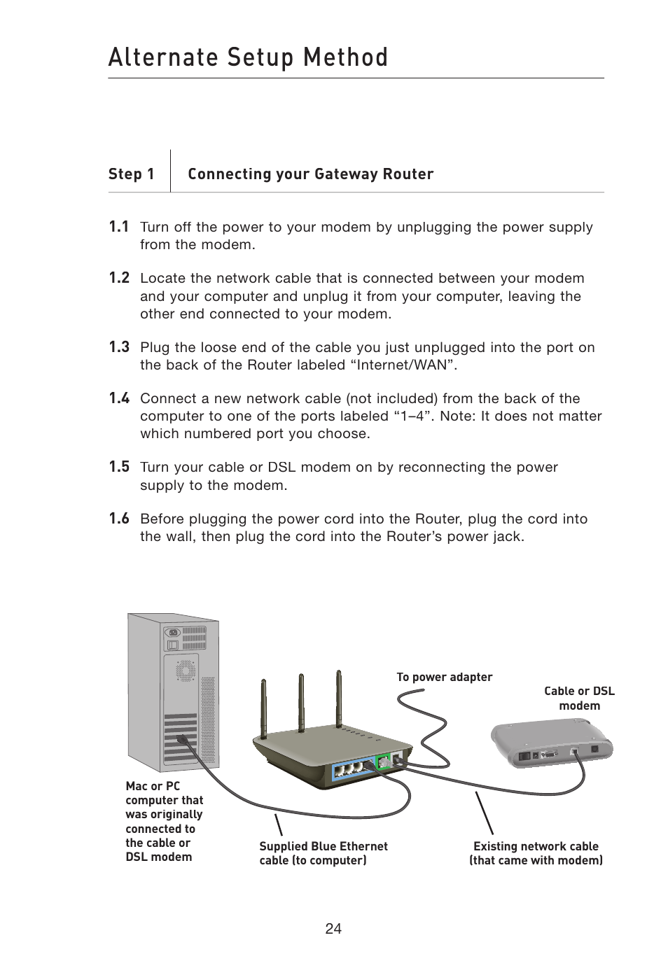 Alternate setup method | Belkin Wireless Pre-N Router F5D8230-4 User Manual | Page 26 / 119