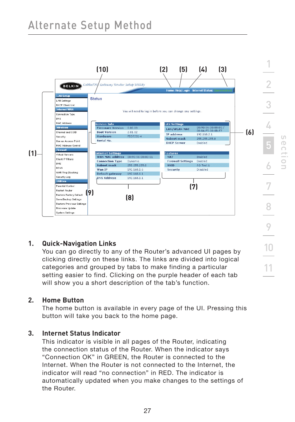 Alternate setup method | Belkin Wireless Pre-N Router F5D8230-4 User Manual | Page 29 / 119