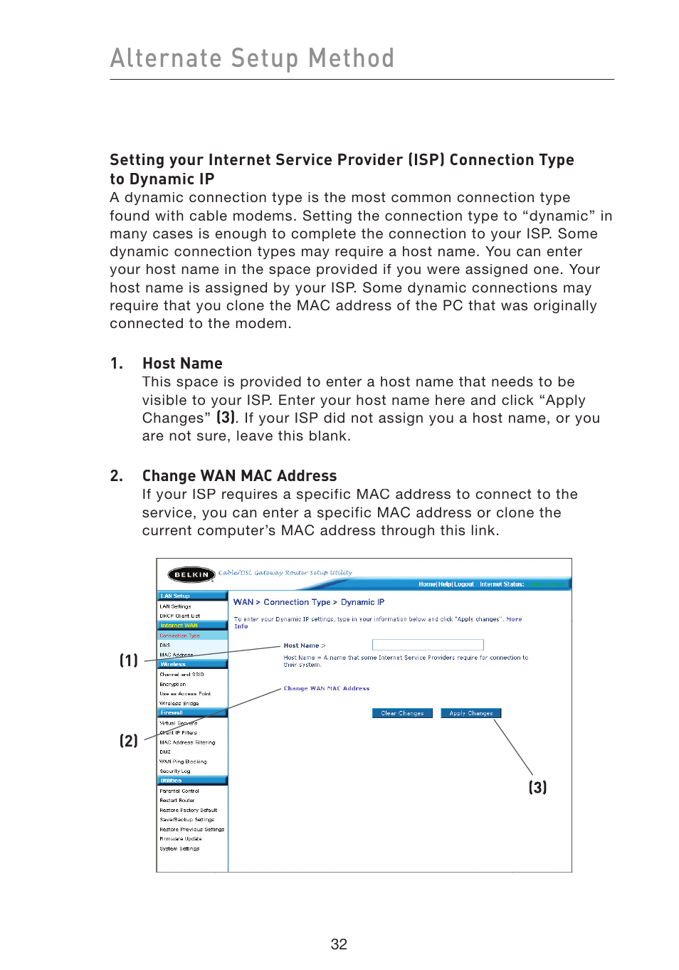 Alternate setup method | Belkin Wireless Pre-N Router F5D8230-4 User Manual | Page 34 / 119