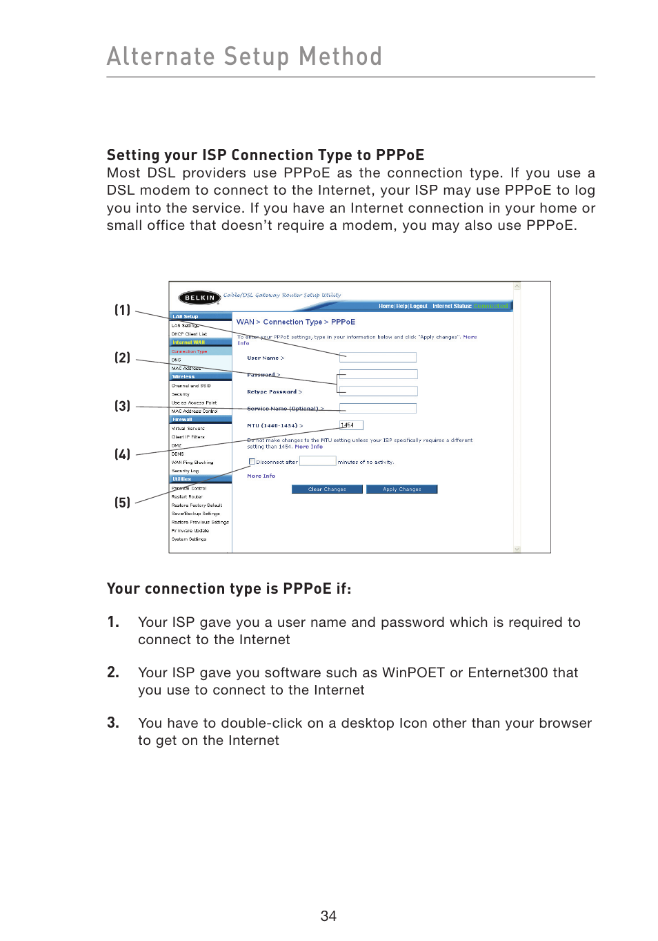 Alternate setup method | Belkin Wireless Pre-N Router F5D8230-4 User Manual | Page 36 / 119