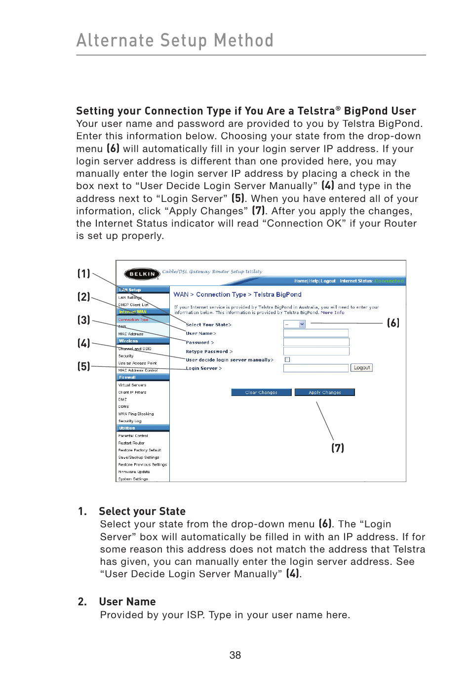 Alternate setup method | Belkin Wireless Pre-N Router F5D8230-4 User Manual | Page 40 / 119
