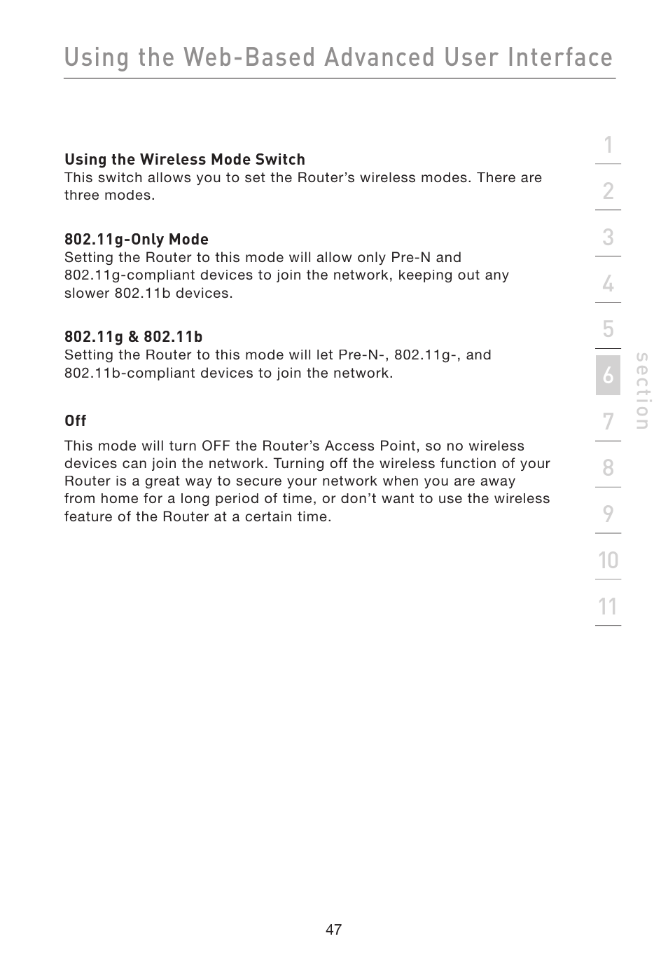 Using the web-based advanced user interface | Belkin Wireless Pre-N Router F5D8230-4 User Manual | Page 49 / 119