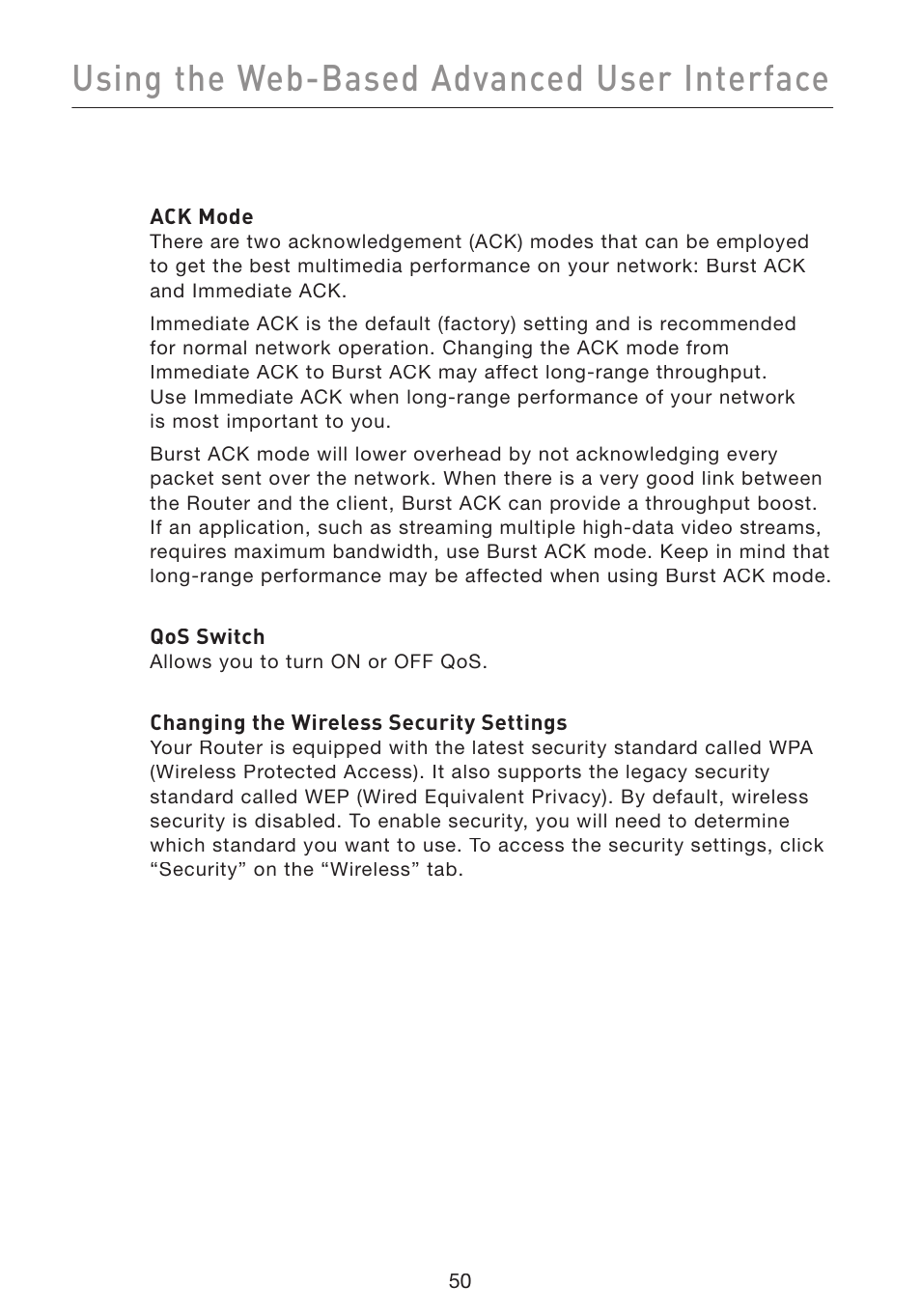 Using the web-based advanced user interface | Belkin Wireless Pre-N Router F5D8230-4 User Manual | Page 52 / 119