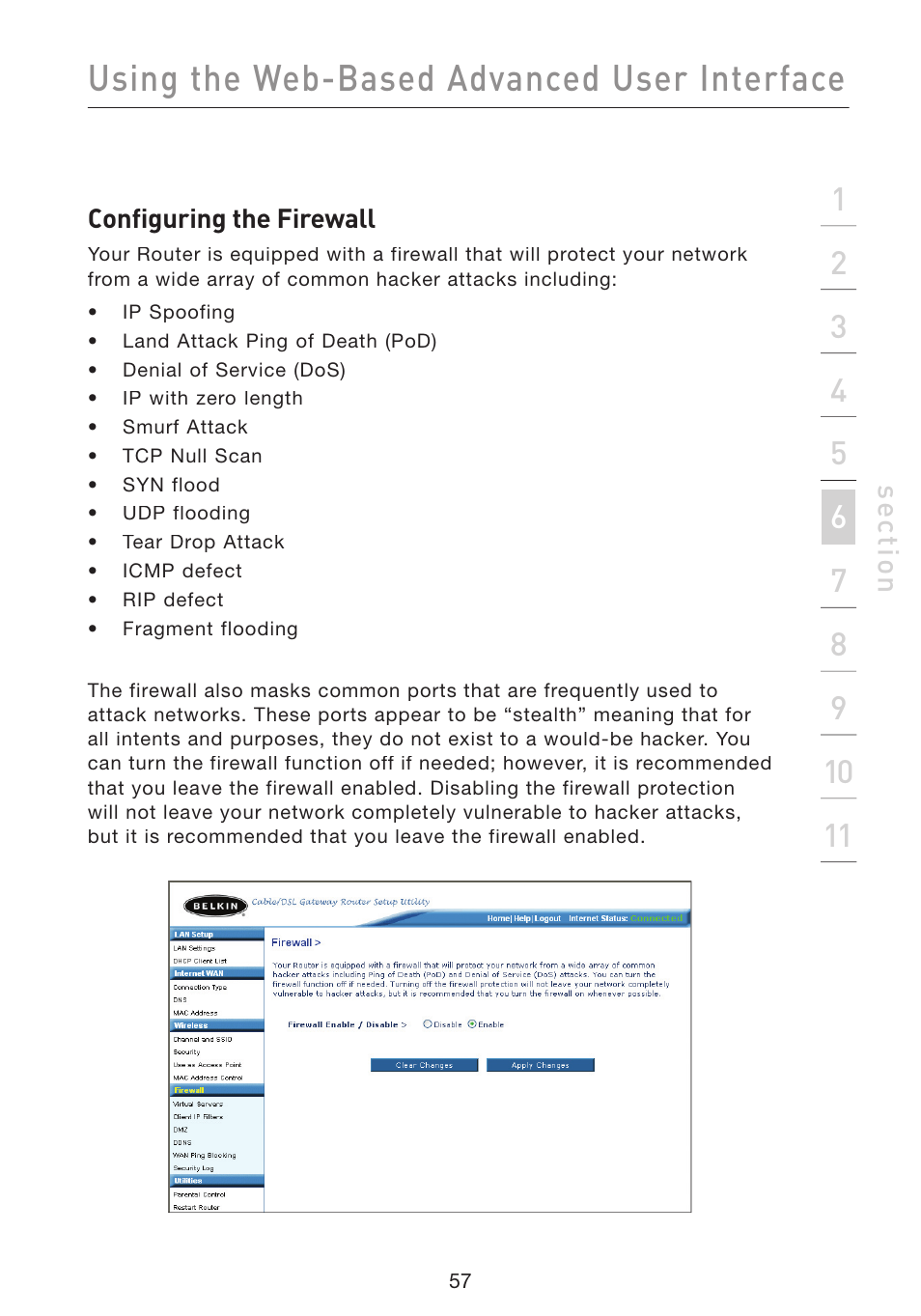 Using the web-based advanced user interface | Belkin Wireless Pre-N Router F5D8230-4 User Manual | Page 59 / 119