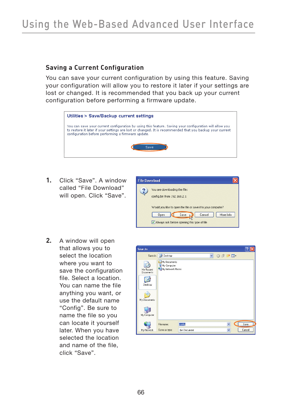 Using the web-based advanced user interface | Belkin Wireless Pre-N Router F5D8230-4 User Manual | Page 68 / 119