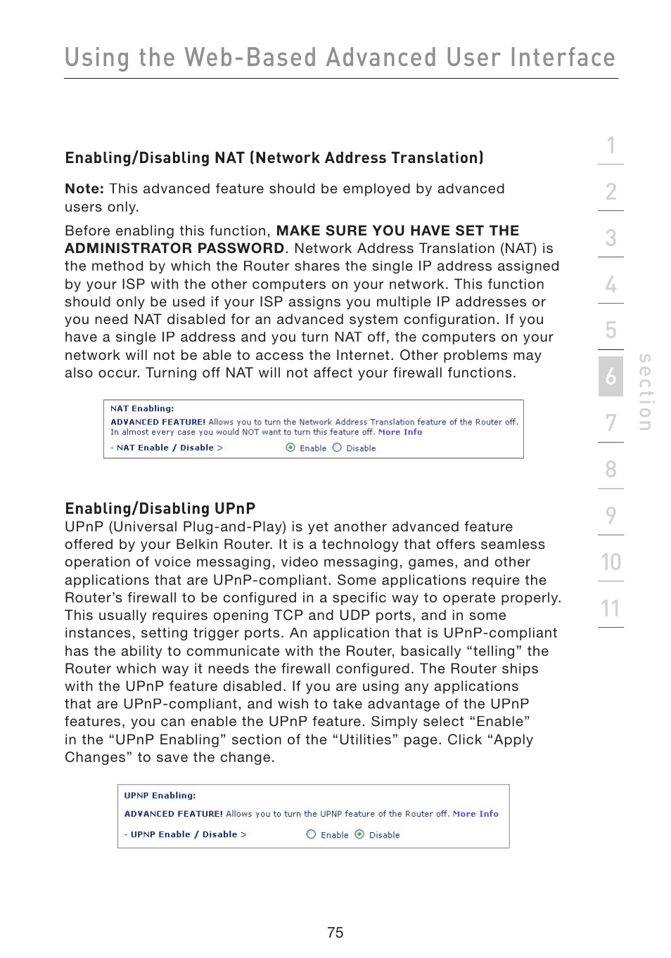 Using the web-based advanced user interface | Belkin Wireless Pre-N Router F5D8230-4 User Manual | Page 77 / 119