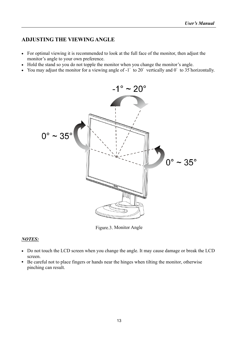 Adjusting the viewing angle | Hanns.G HP225 User Manual | Page 13 / 25