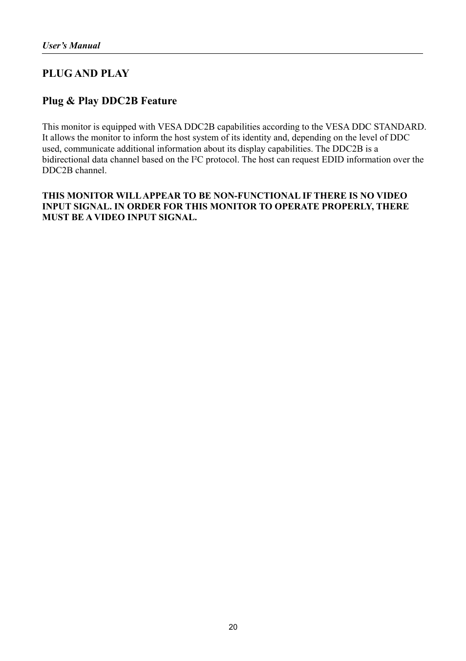 Plug and play | Hanns.G HP225 User Manual | Page 20 / 25