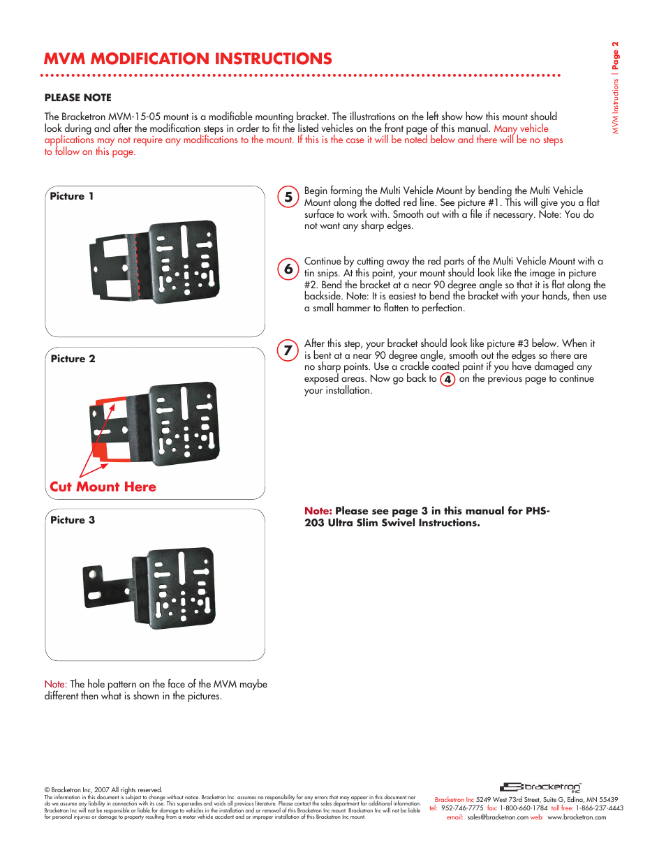Mvm modification instructions, Cut mount here | Bracketron Multi Vehicle Mount MVM-15-05 User Manual | Page 3 / 4