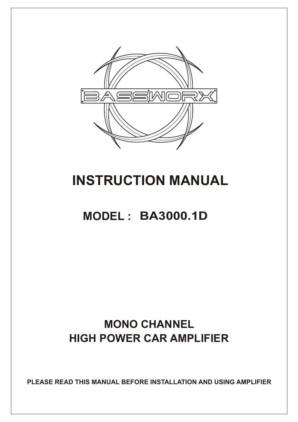 Bassworx BA3000.1D User Manual | 12 pages