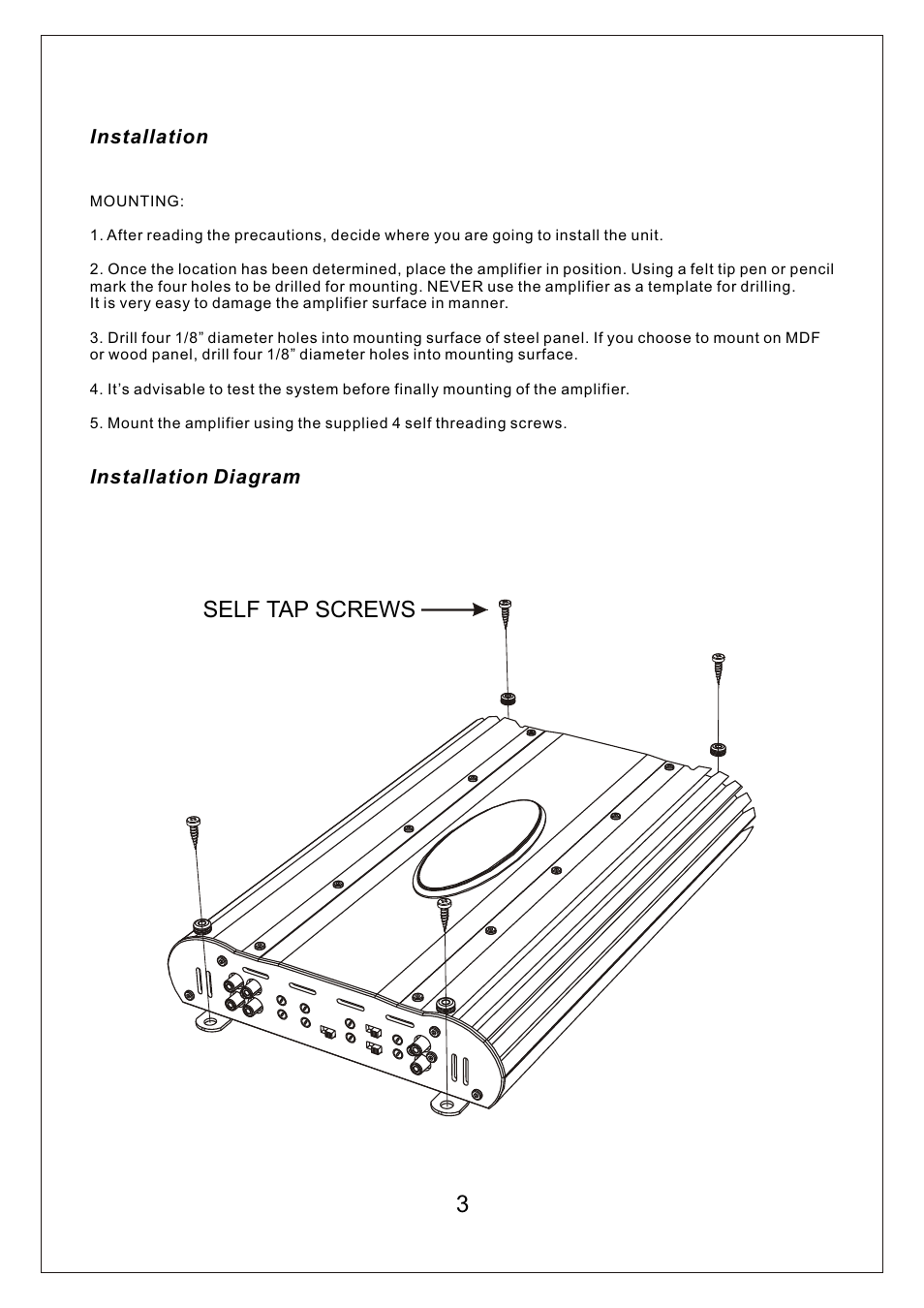 Self tap screws | Bassworx BA3000.1D User Manual | Page 4 / 12