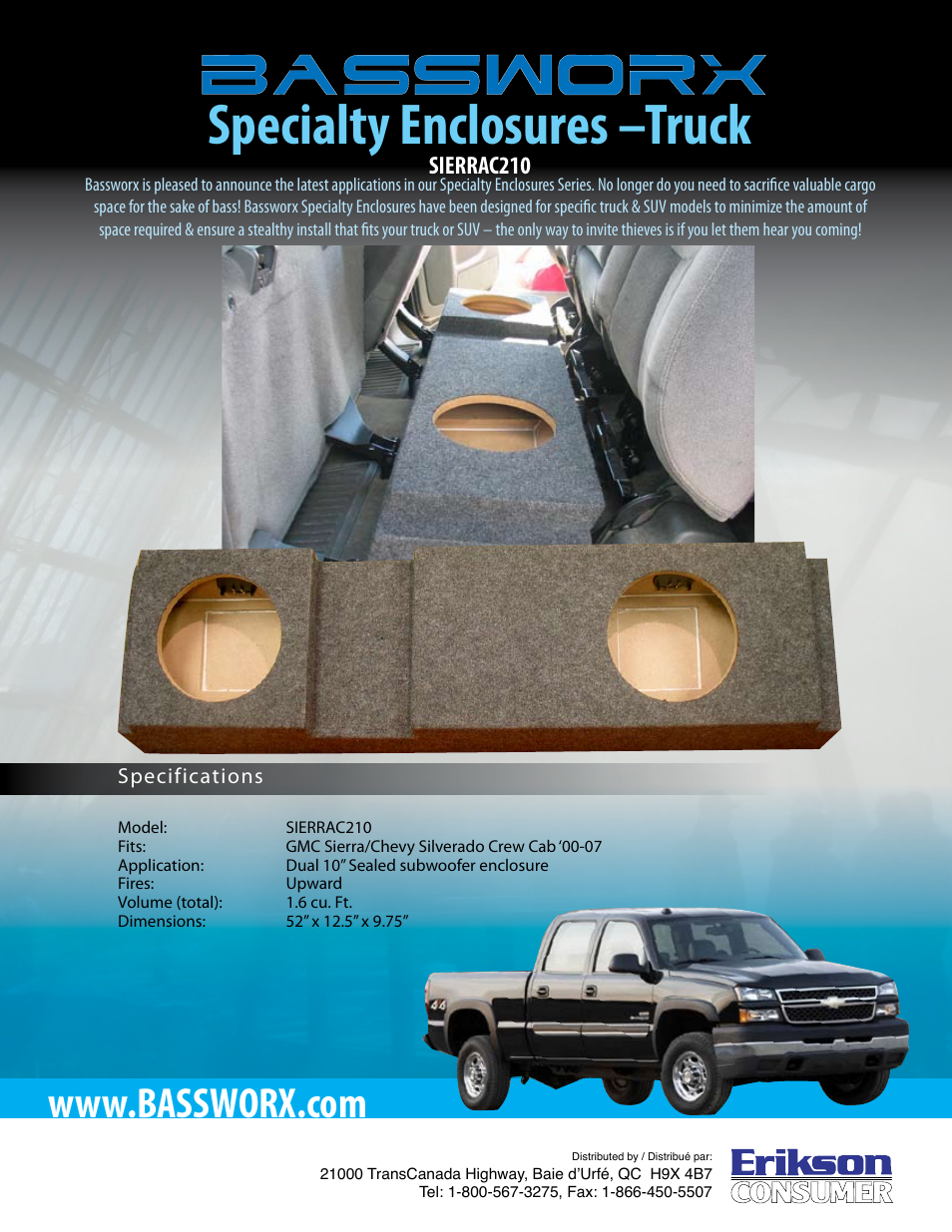 Bassworx F150SC210A User Manual | 3 pages