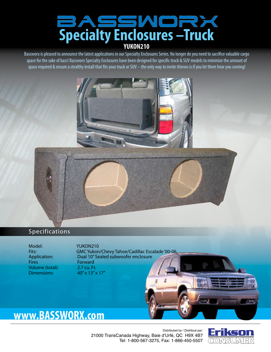 Specialty enclosures –truck, Yukon210 | Bassworx F150SC210A User Manual | Page 3 / 3