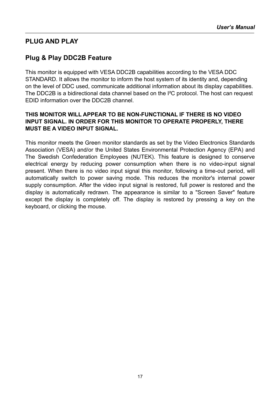 Plug and play | Hanns.G HG171 User Manual | Page 17 / 20