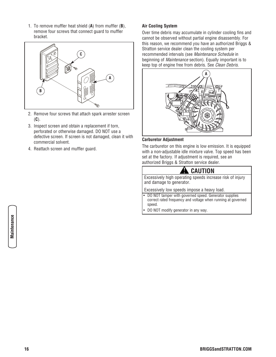 Caution | Briggs & Stratton 30348 User Manual | Page 18 / 48