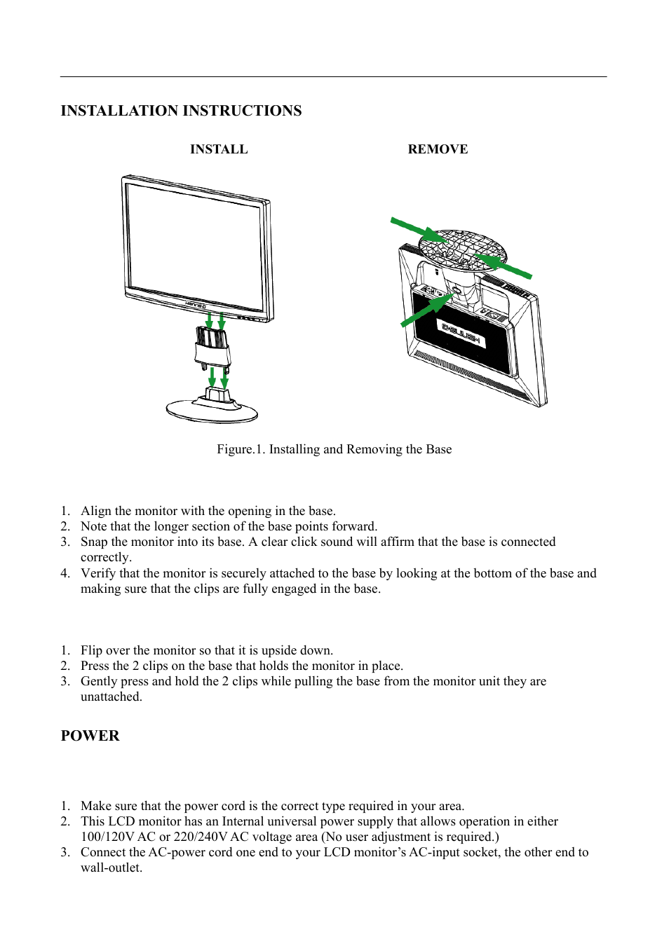 Installation instructions, Power | Hanns.G HA224 User Manual | Page 9 / 24