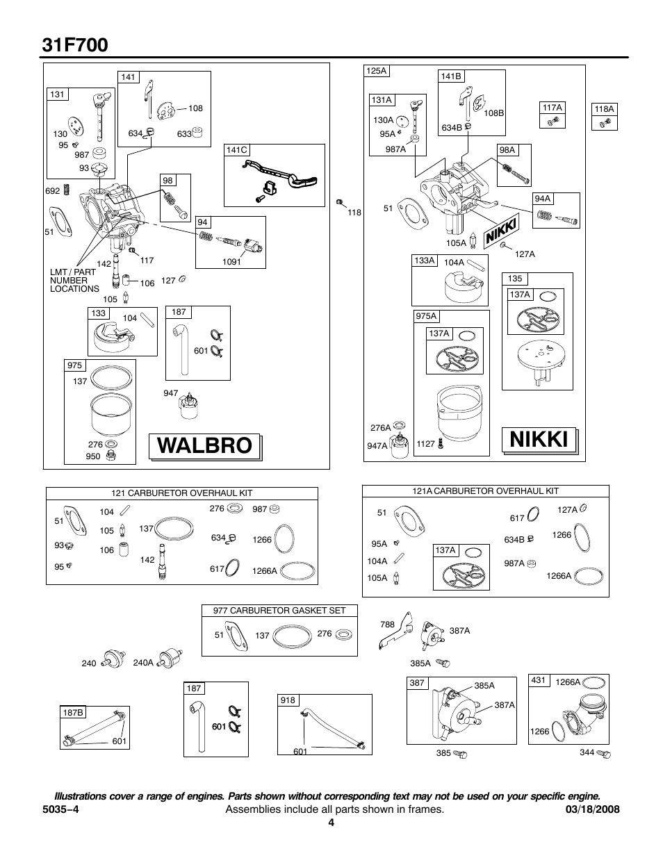Nikki, Walbro | Briggs & Stratton 31F700 Series User Manual | Page 4 / 15