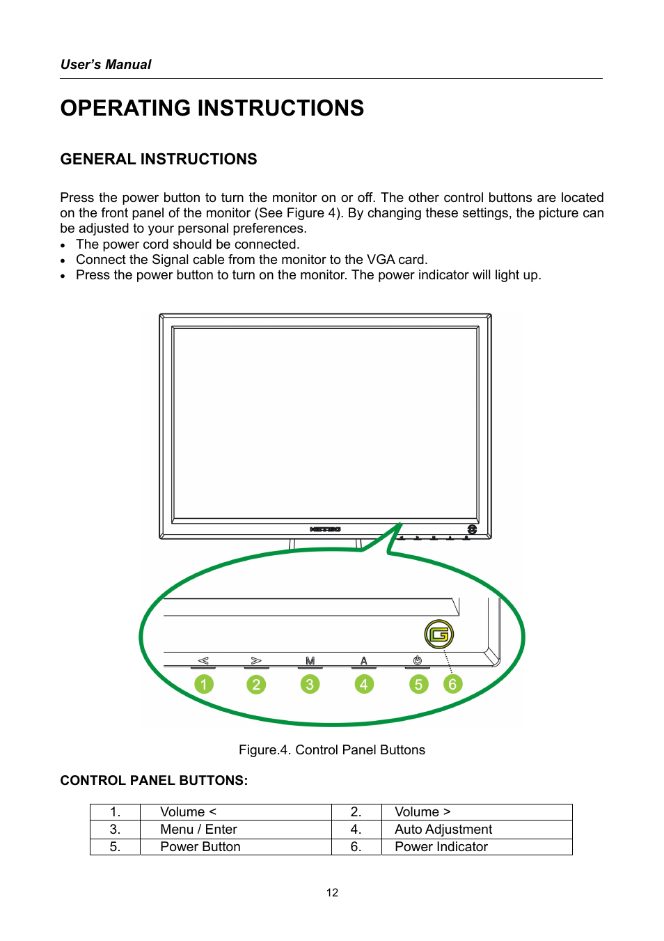 Operating instructions, General instructions | Hanns.G HG191 User Manual | Page 12 / 20