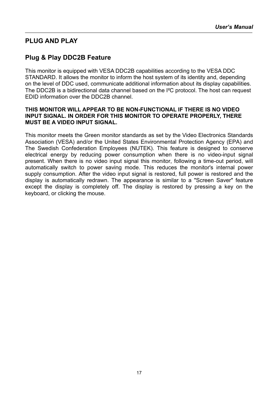 Plug and play | Hanns.G HG191 User Manual | Page 17 / 20
