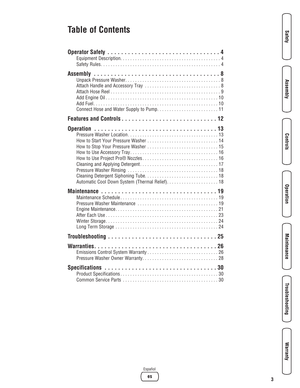 Briggs & Stratton 3400PSI User Manual | Page 3 / 60