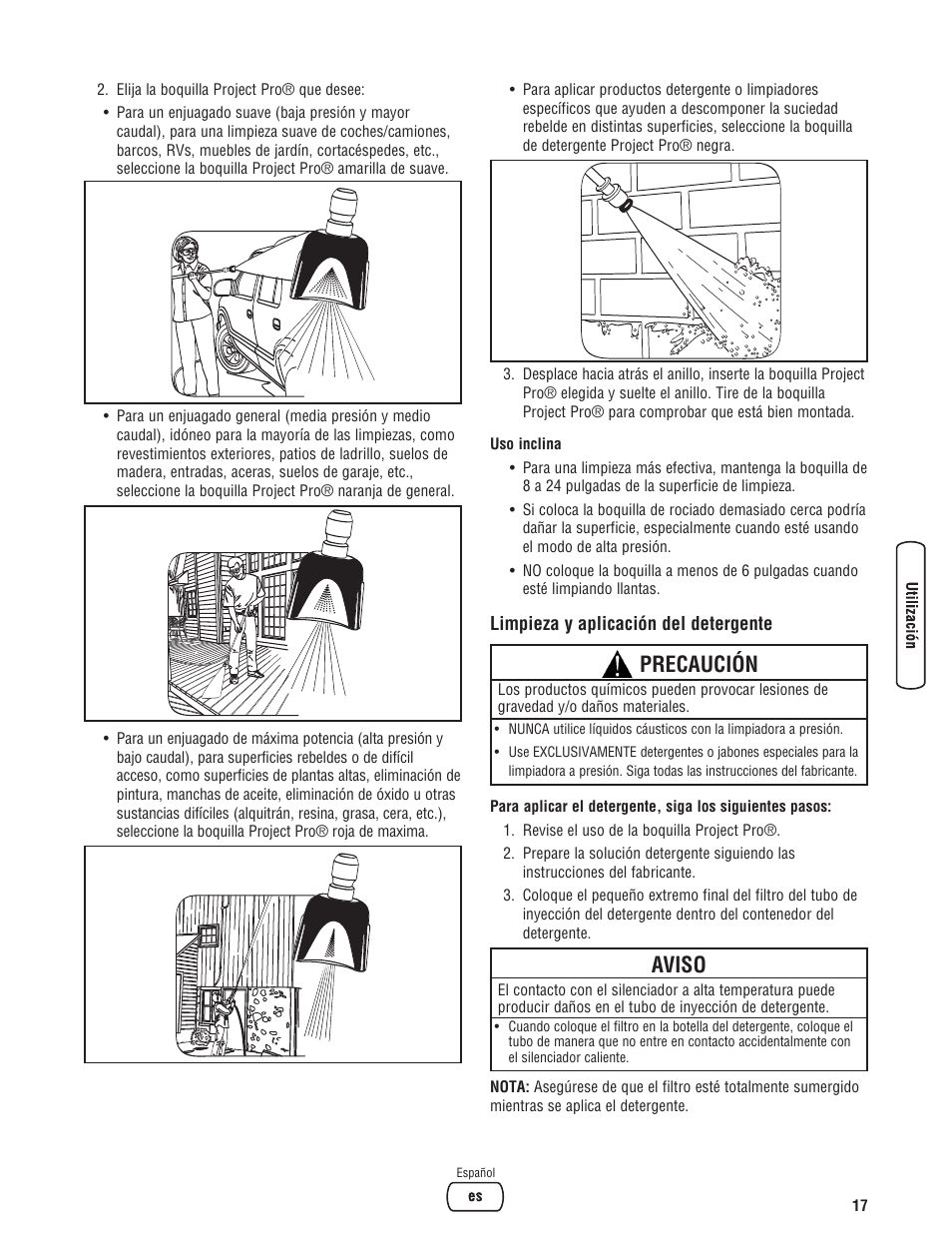 Aviso, Precaución | Briggs & Stratton 3400PSI User Manual | Page 47 / 60