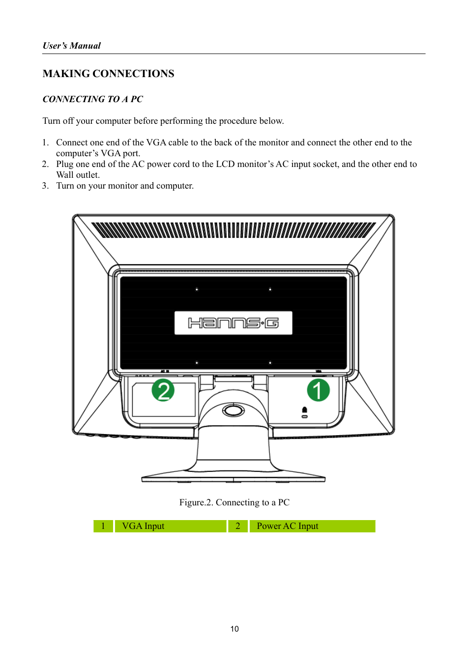 Making connections | Hanns.G HA192 User Manual | Page 10 / 23