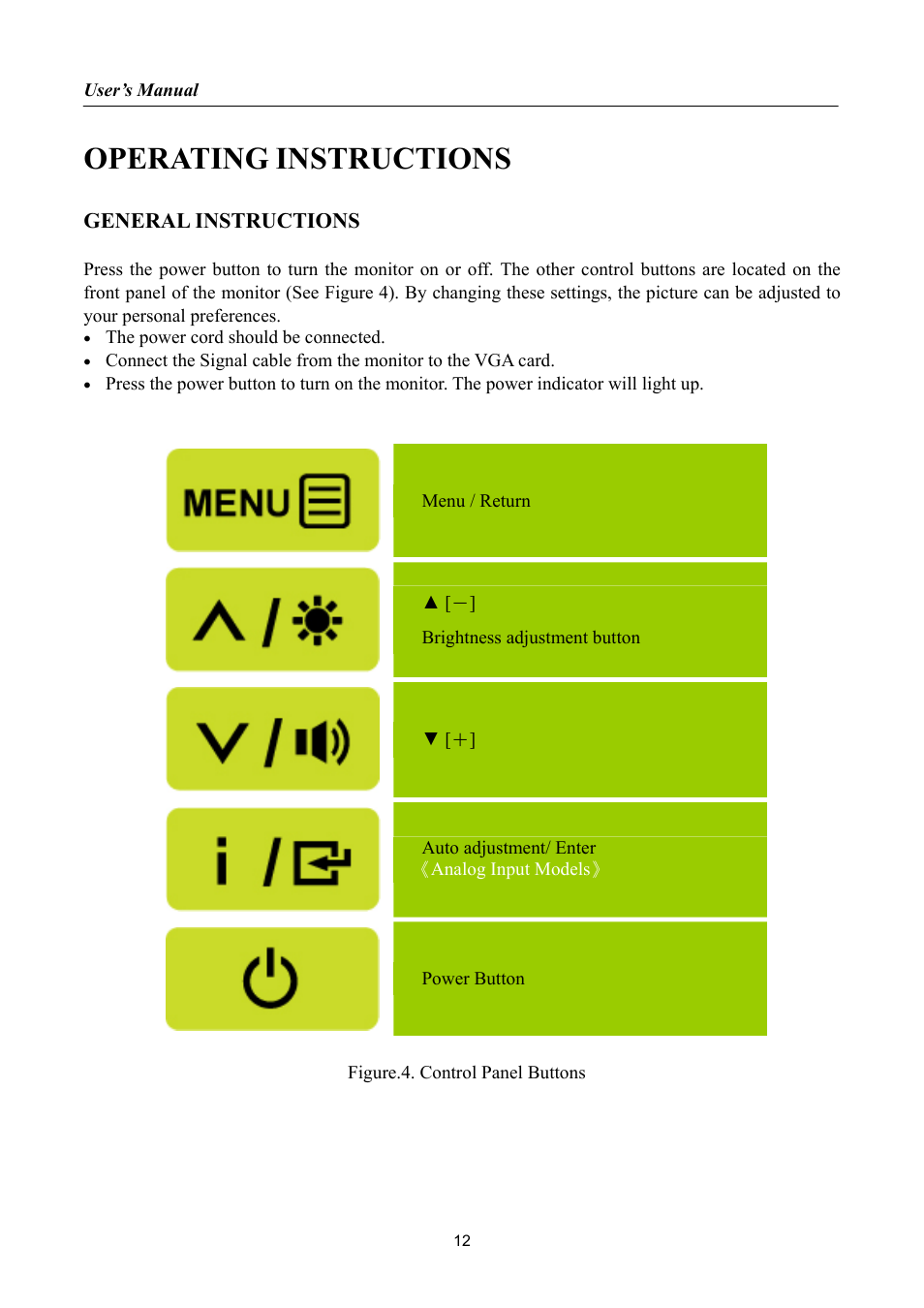 Operating instructions, General instructions | Hanns.G HA192 User Manual | Page 12 / 23