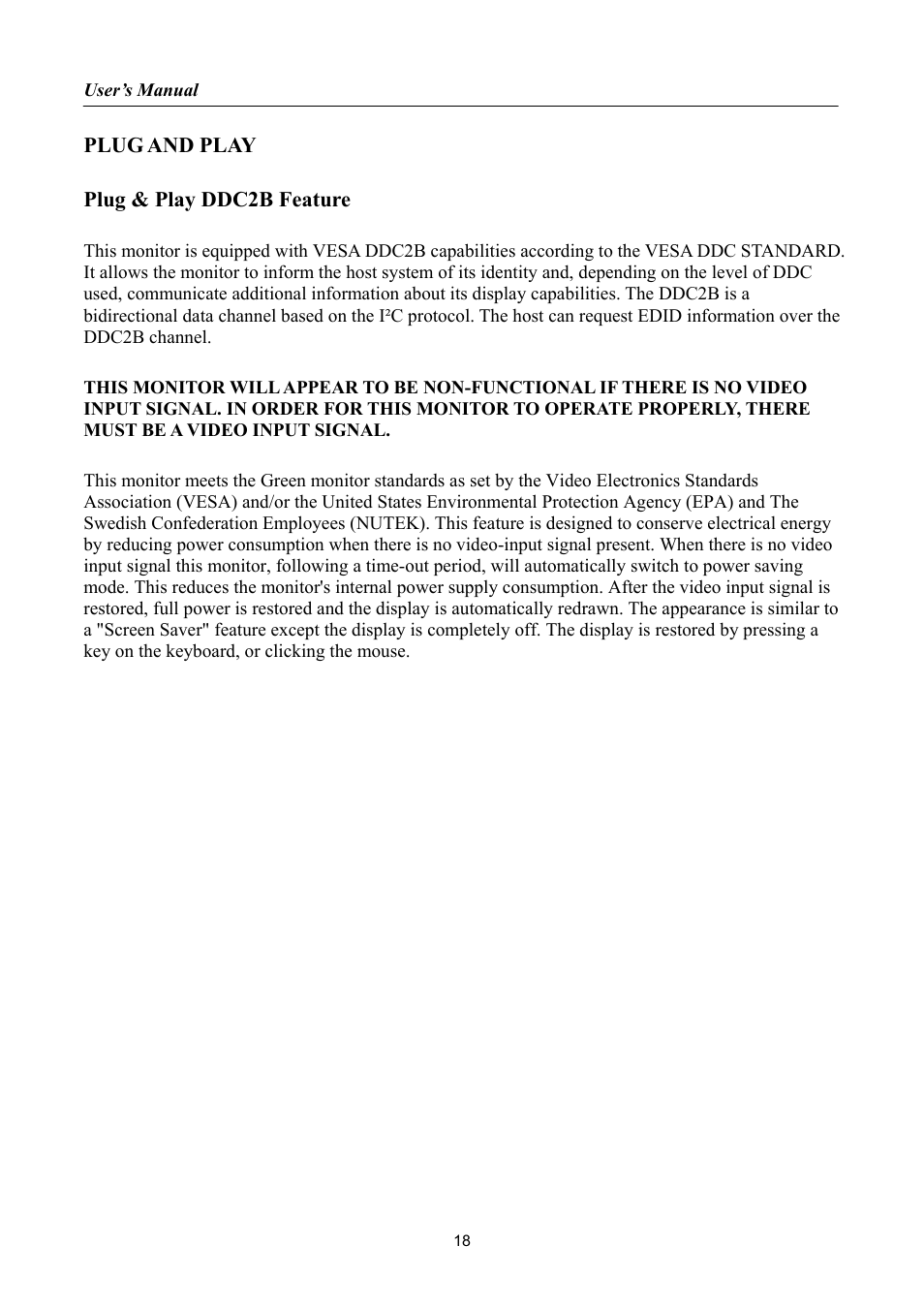 Plug and play | Hanns.G HA192 User Manual | Page 18 / 23