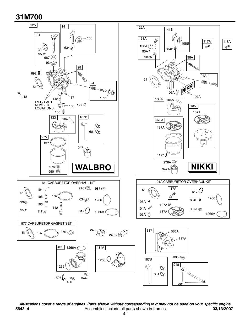 Walbro, Nikki | Briggs & Stratton 31M700 User Manual | Page 4 / 11