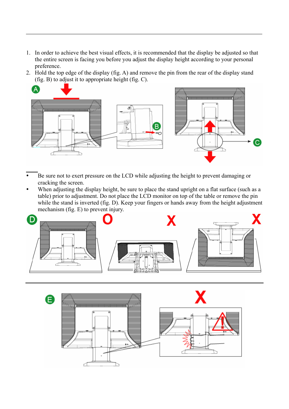 Adjusting display height | Hanns.G HP221 User Manual | Page 9 / 24
