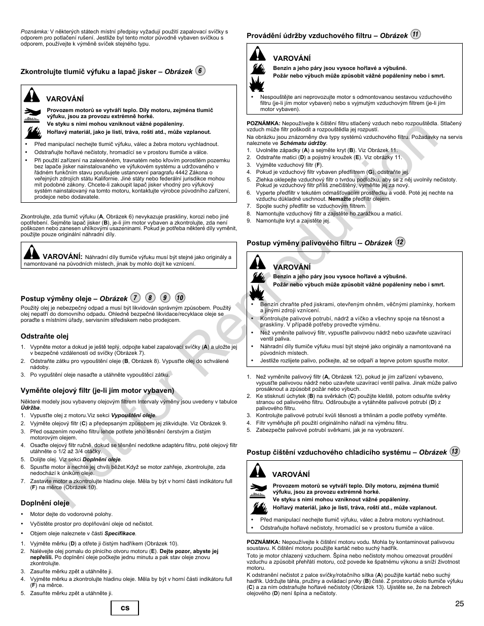 Not for reproduction, 25 cs | Briggs & Stratton 300000 User Manual | Page 25 / 92