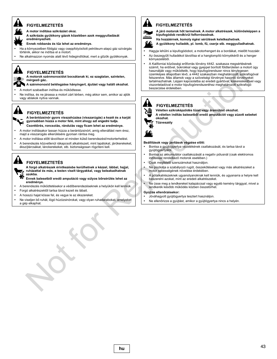 Not for reproduction | Briggs & Stratton 300000 User Manual | Page 43 / 92