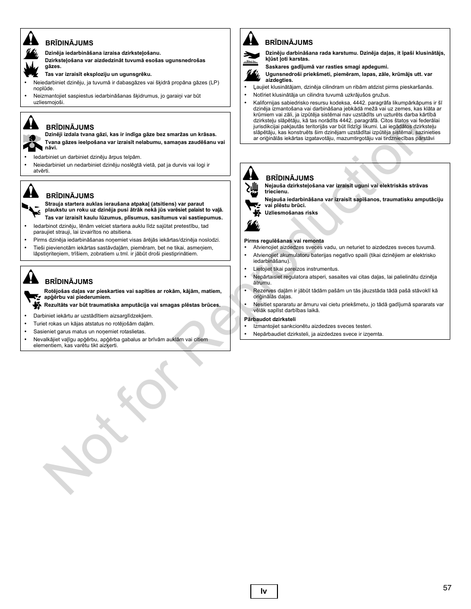 Not for reproduction | Briggs & Stratton 300000 User Manual | Page 57 / 92