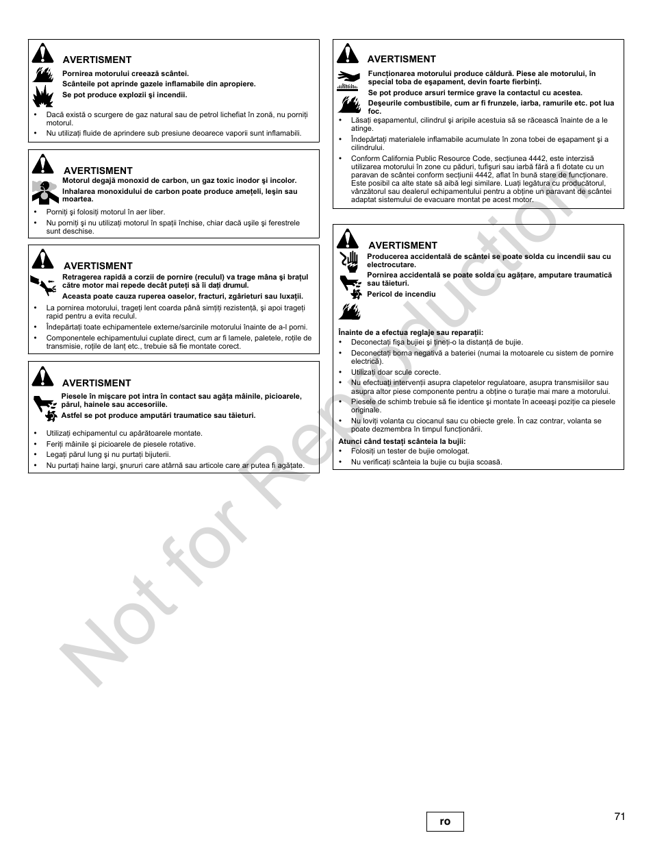 Not for reproduction | Briggs & Stratton 300000 User Manual | Page 71 / 92