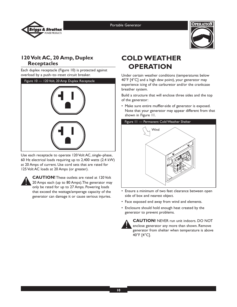 Cold weather operation | Briggs & Stratton 01654 User Manual | Page 10 / 52