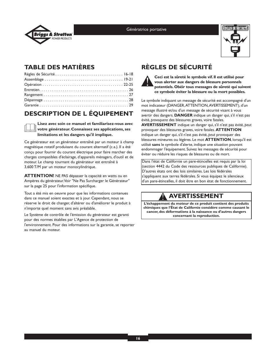 Briggs & Stratton 01654 User Manual | Page 16 / 52