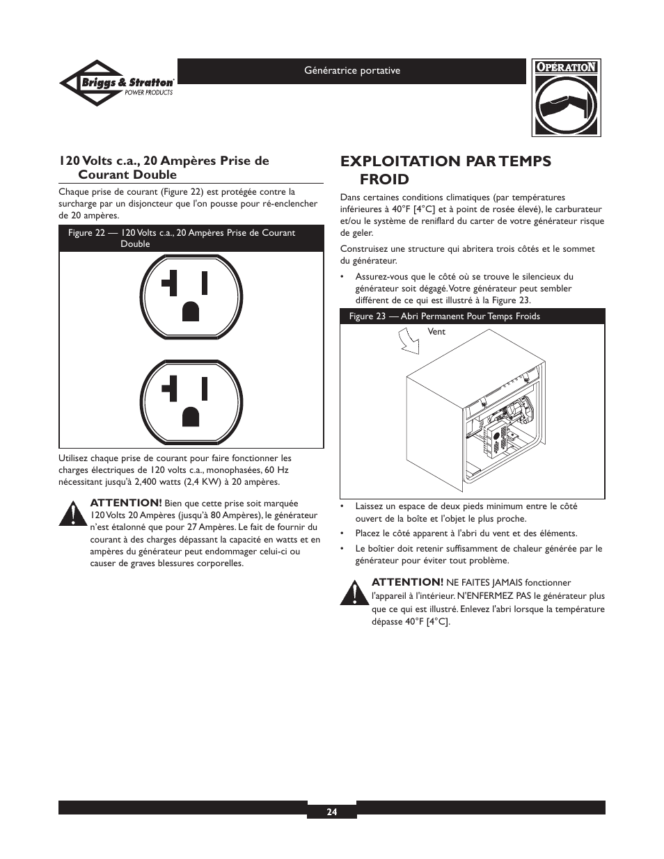 Exploitation par temps froid | Briggs & Stratton 01654 User Manual | Page 24 / 52
