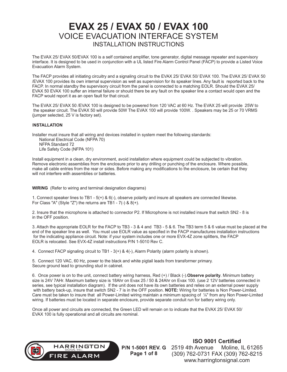 Harrington Signal HAVE 100 User Manual | 9 pages