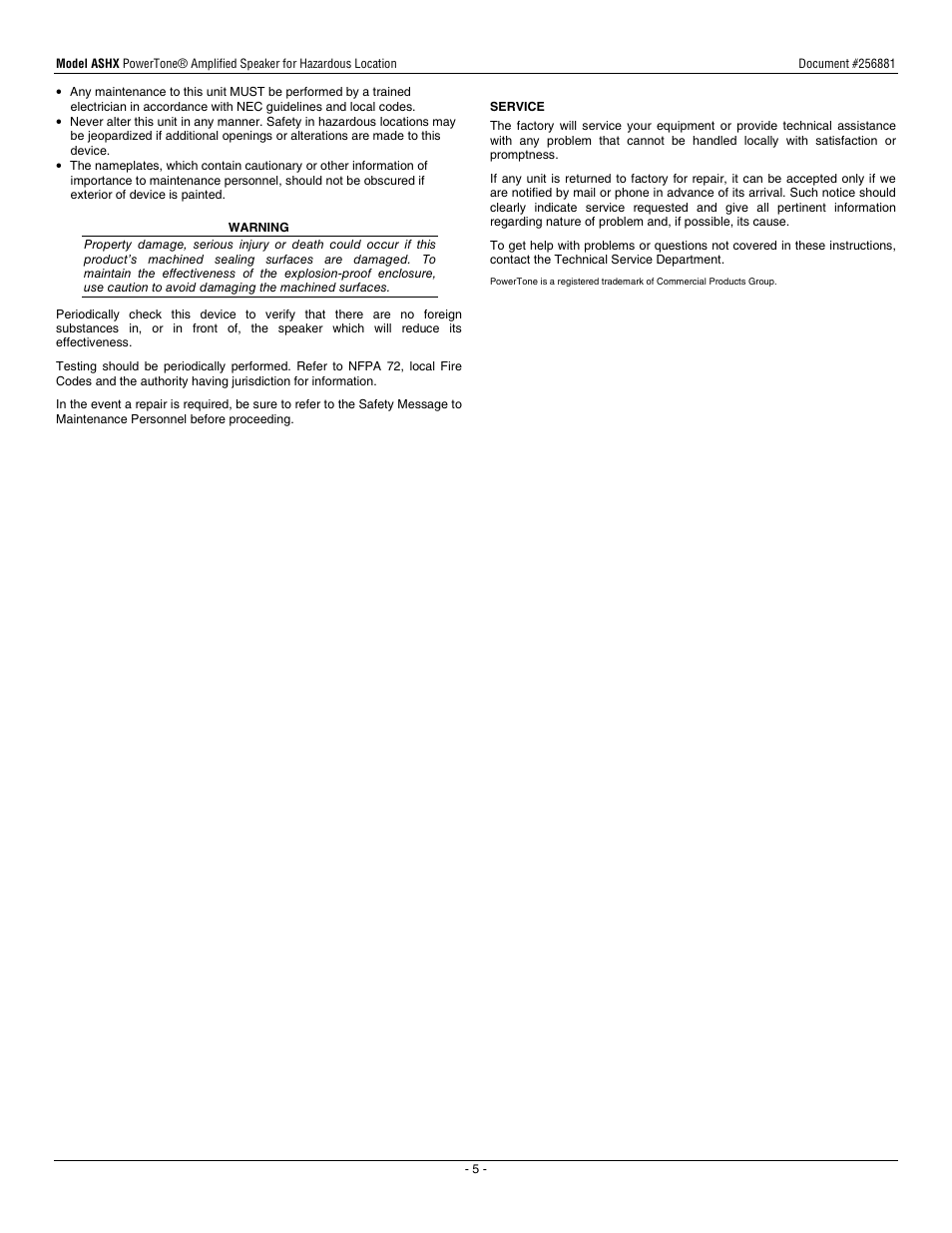 Harrington Signal ASHX-24SMR User Manual | Page 5 / 5