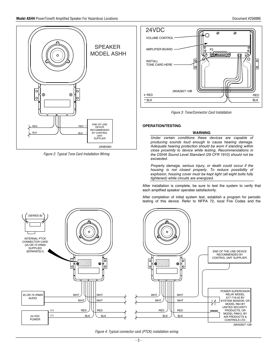 24vdc, Speaker model ashh | Harrington Signal ASHH-24SMR User Manual | Page 3 / 4